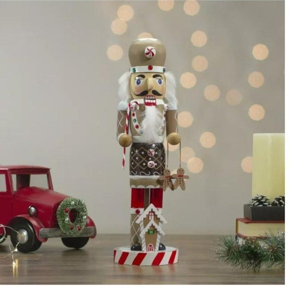 Northlight 14" Beige and Red Wooden Christmas Nutcracker Gingerbread Chef - Picture 2 of 2